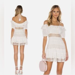 Free People Cruel Intentions White Boho Crochet Lace Mini Dress Size 6